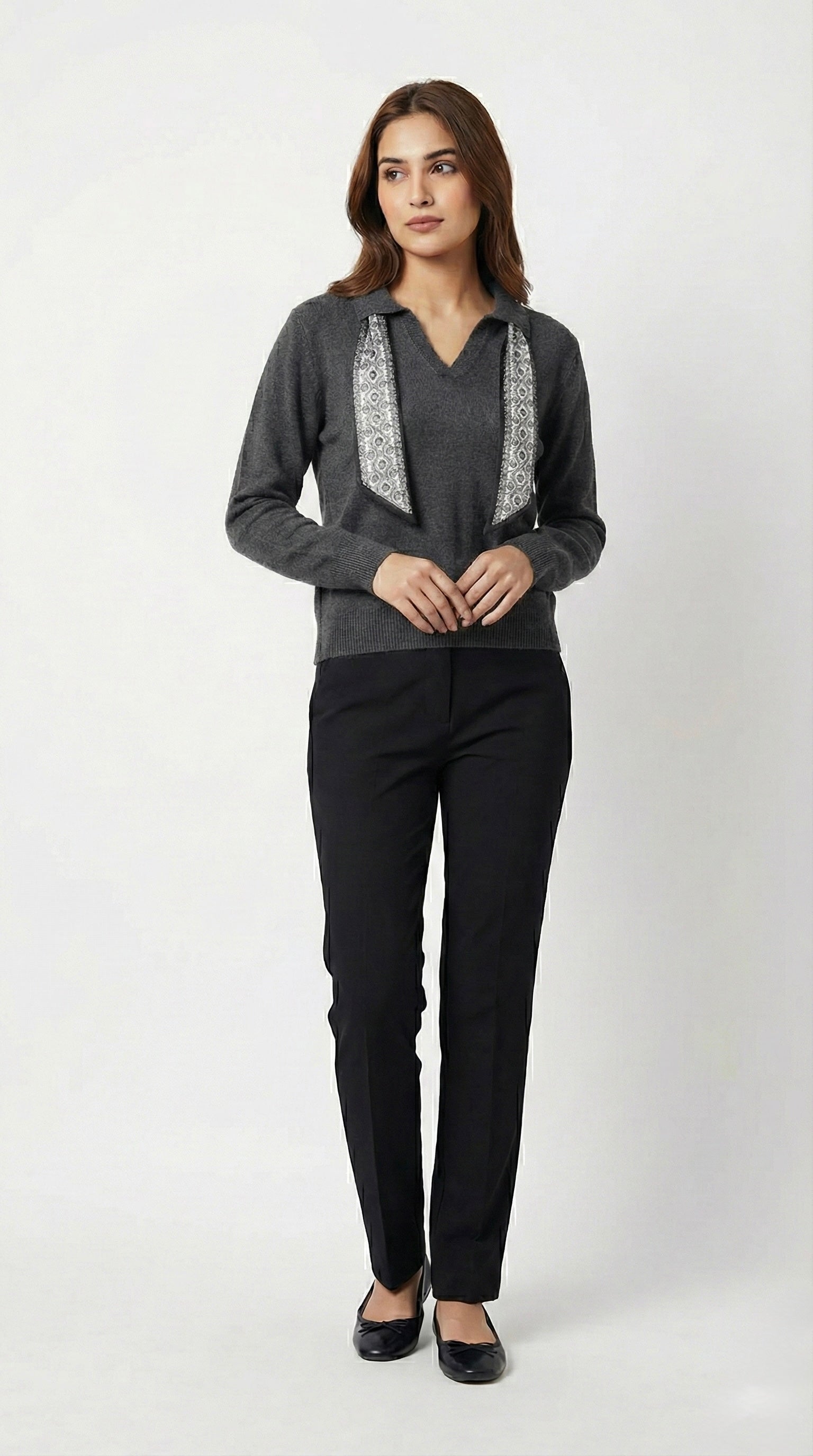 Collared Scarf Sweater