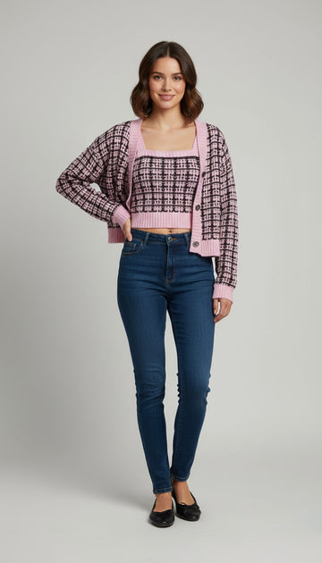 Cher Plaid Knit Twinset