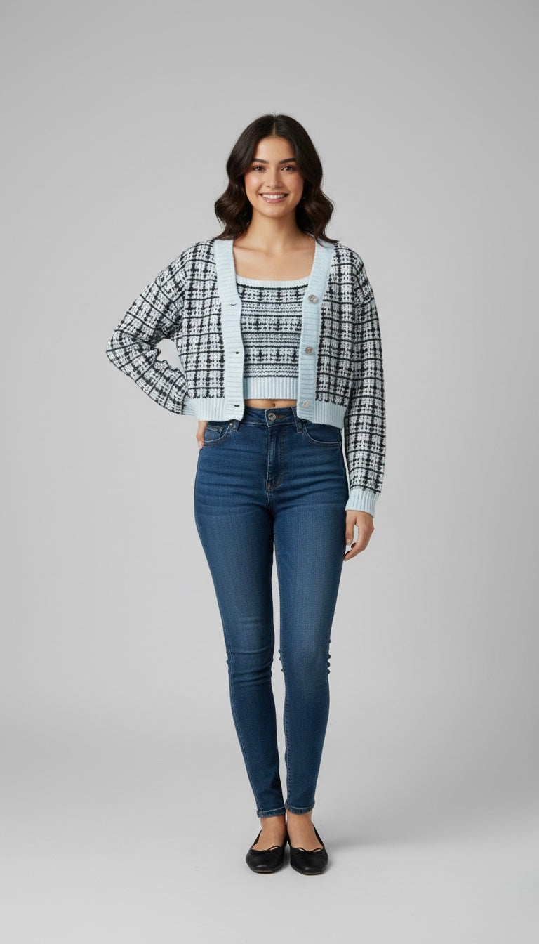 Cher Plaid Knit Twinset