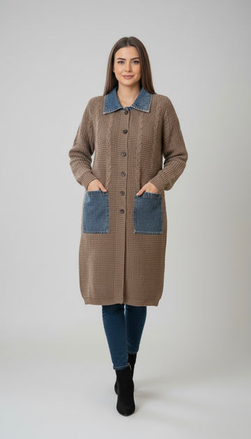 Dakota Denim-Trim Longline Cardigan