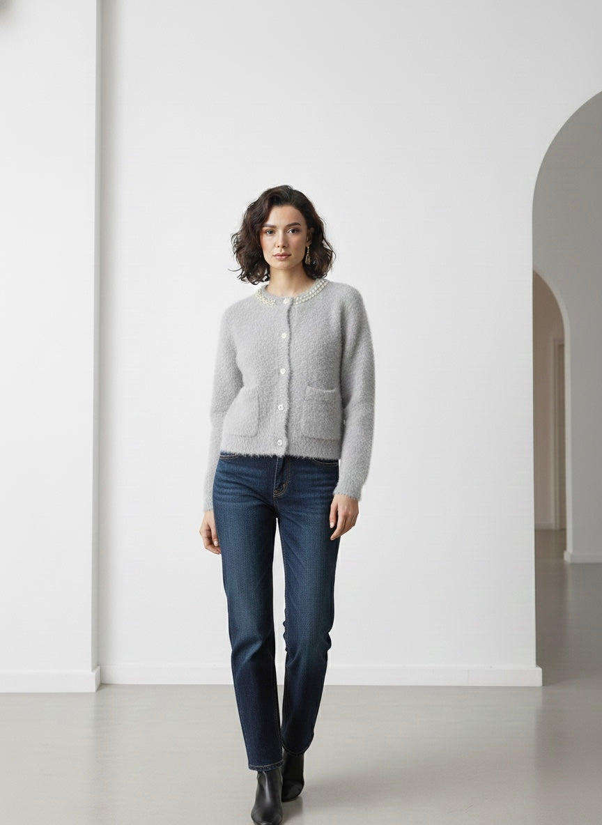 Charlotte Pearl-Trim Cardigan