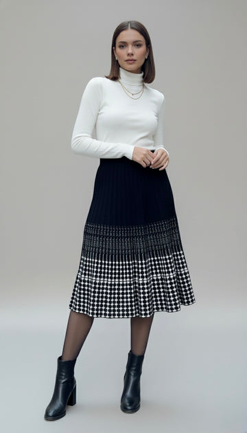 Monochrome A-Line Midi Skirt
