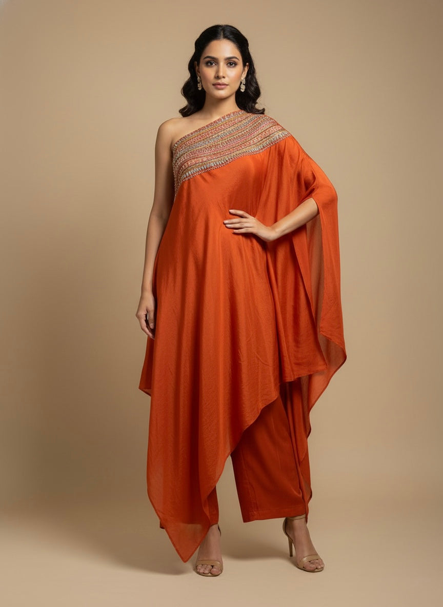 Ziba One Shoulder kaftan tunic set