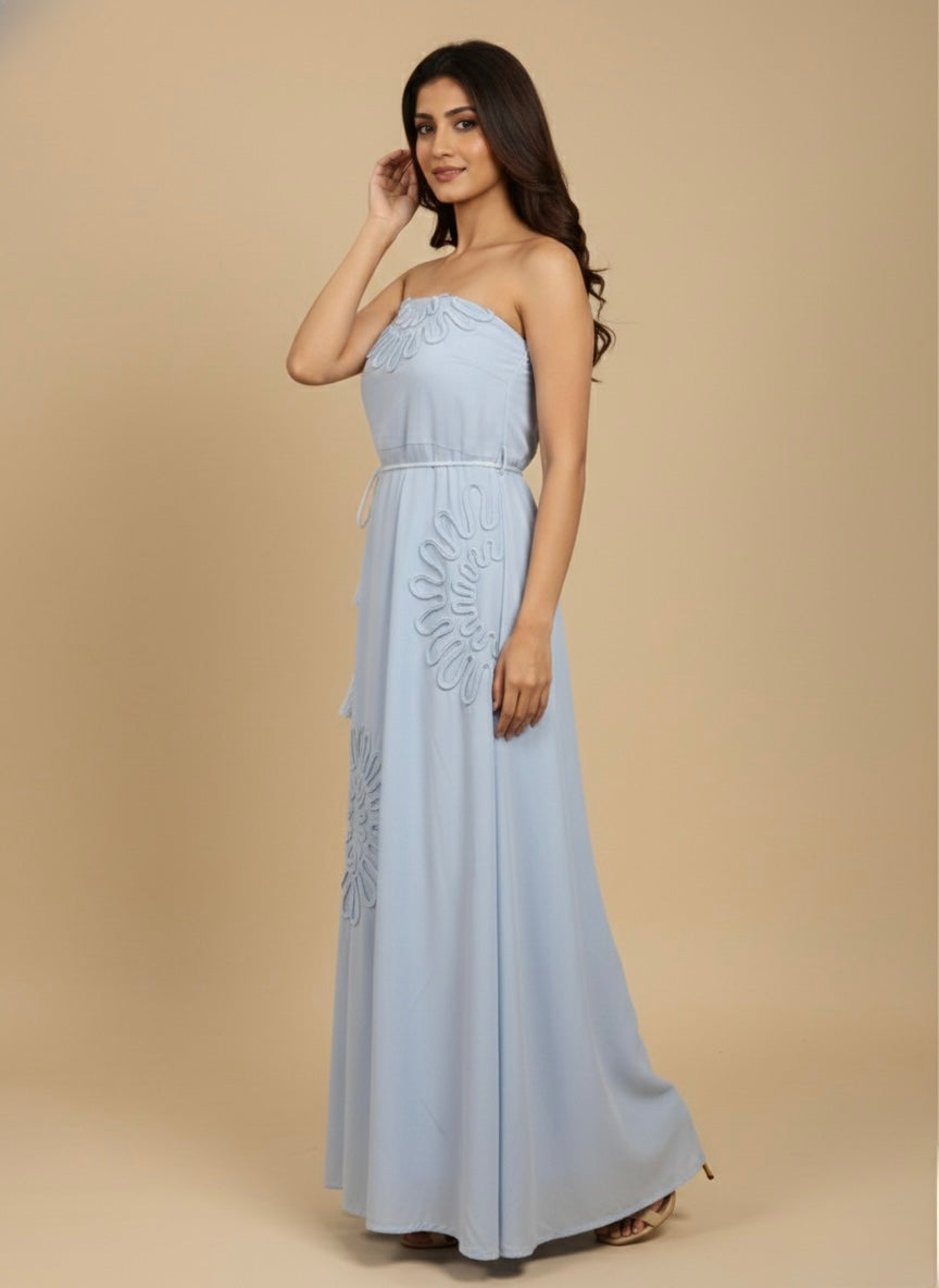Pastel Petal Strapless Maxi Dress