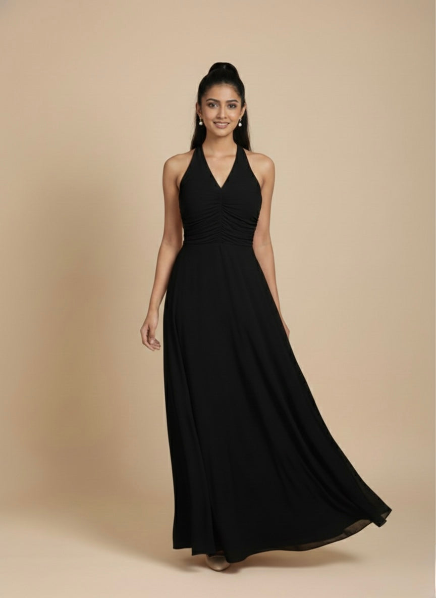 The Petal Dust Ruched Evening Gown