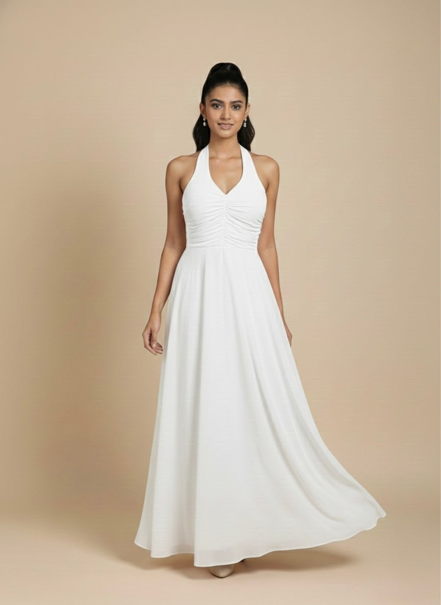 The Petal Dust Ruched Evening Gown
