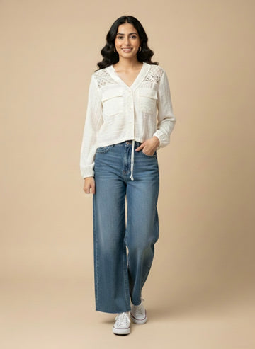 Sheer Textured Cargo Top