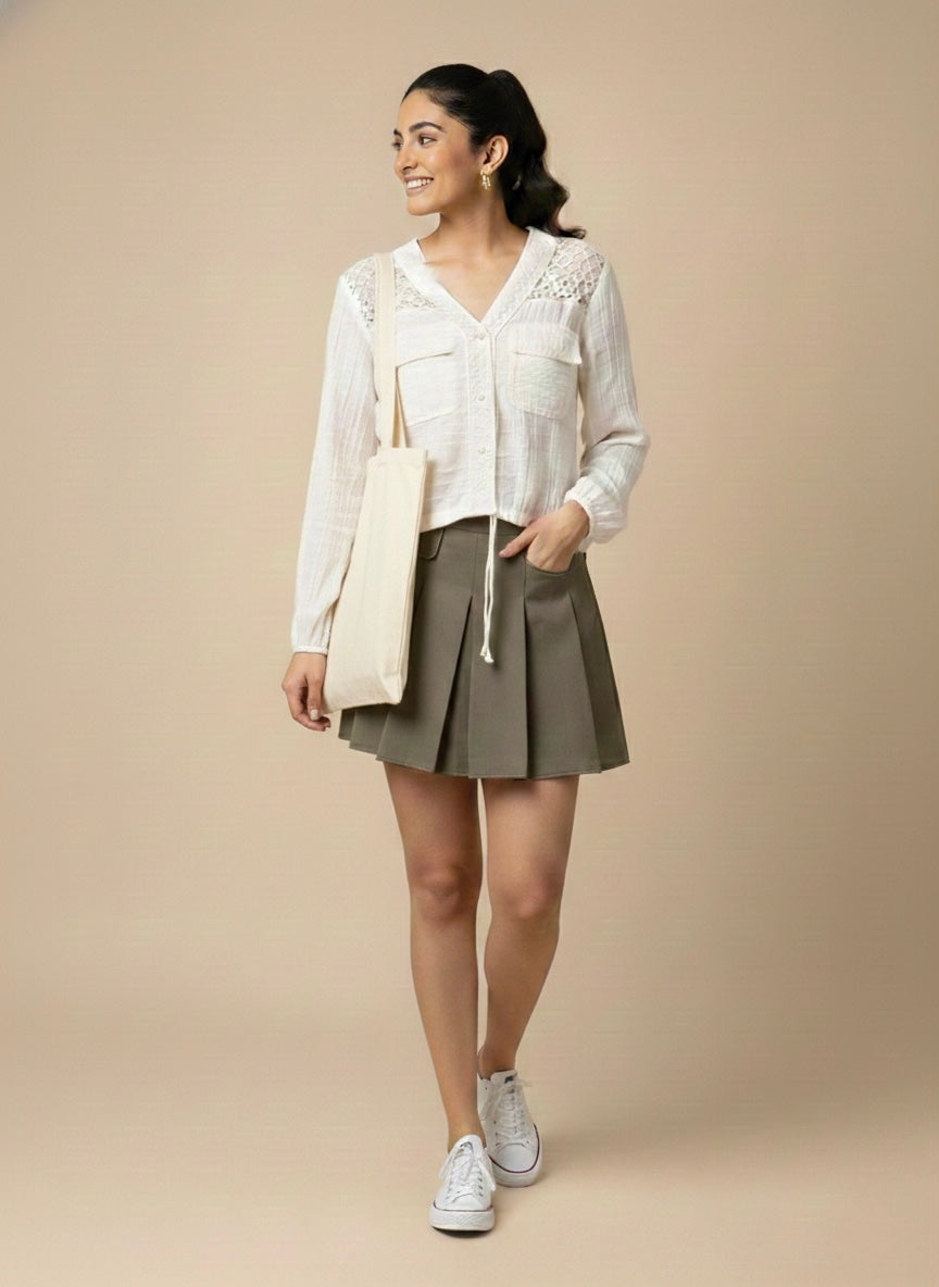 Aria Lace-Accent Crop Top