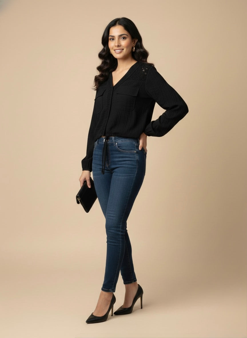 Sheer Textured Cargo Top