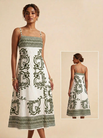 Imperial Motif Midi Dress