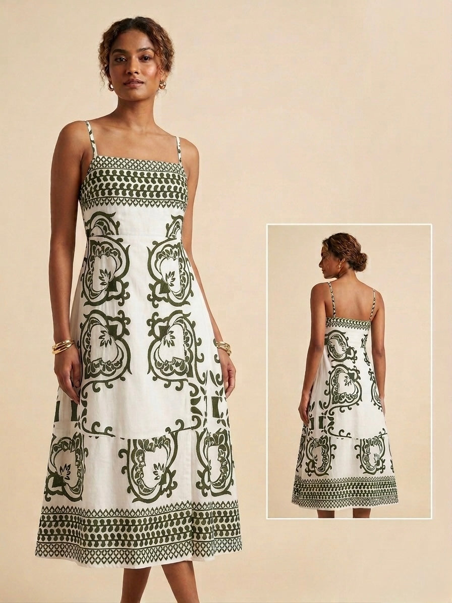 Imperial Motif Midi Dress