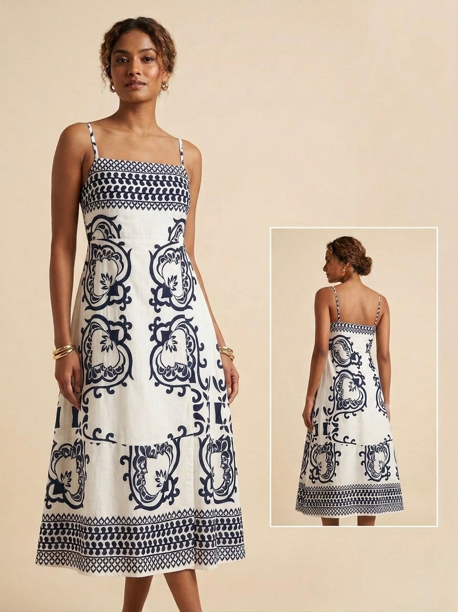Imperial Motif Midi Dress