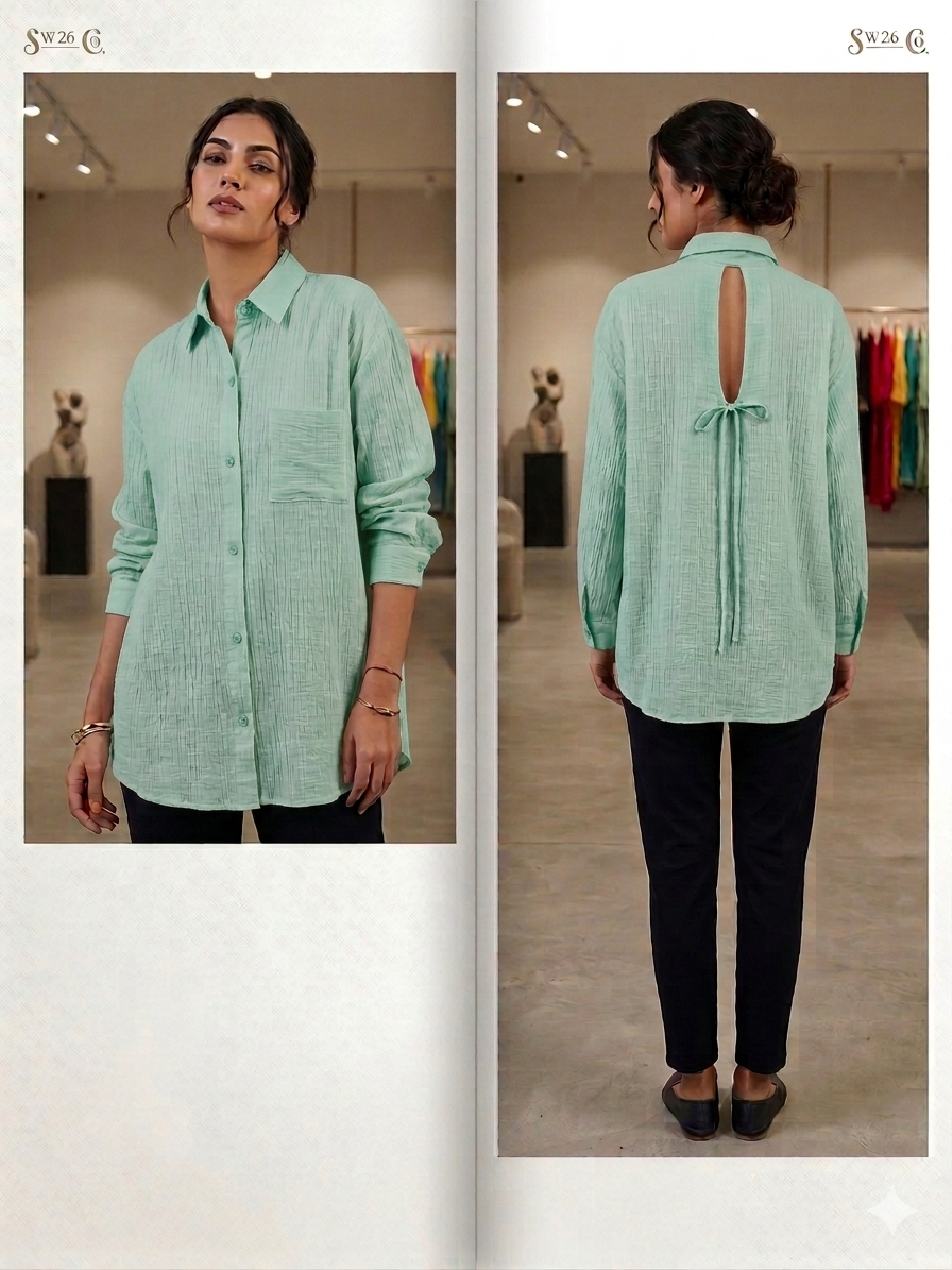 Luna Tie-Back Crinkle Shirt