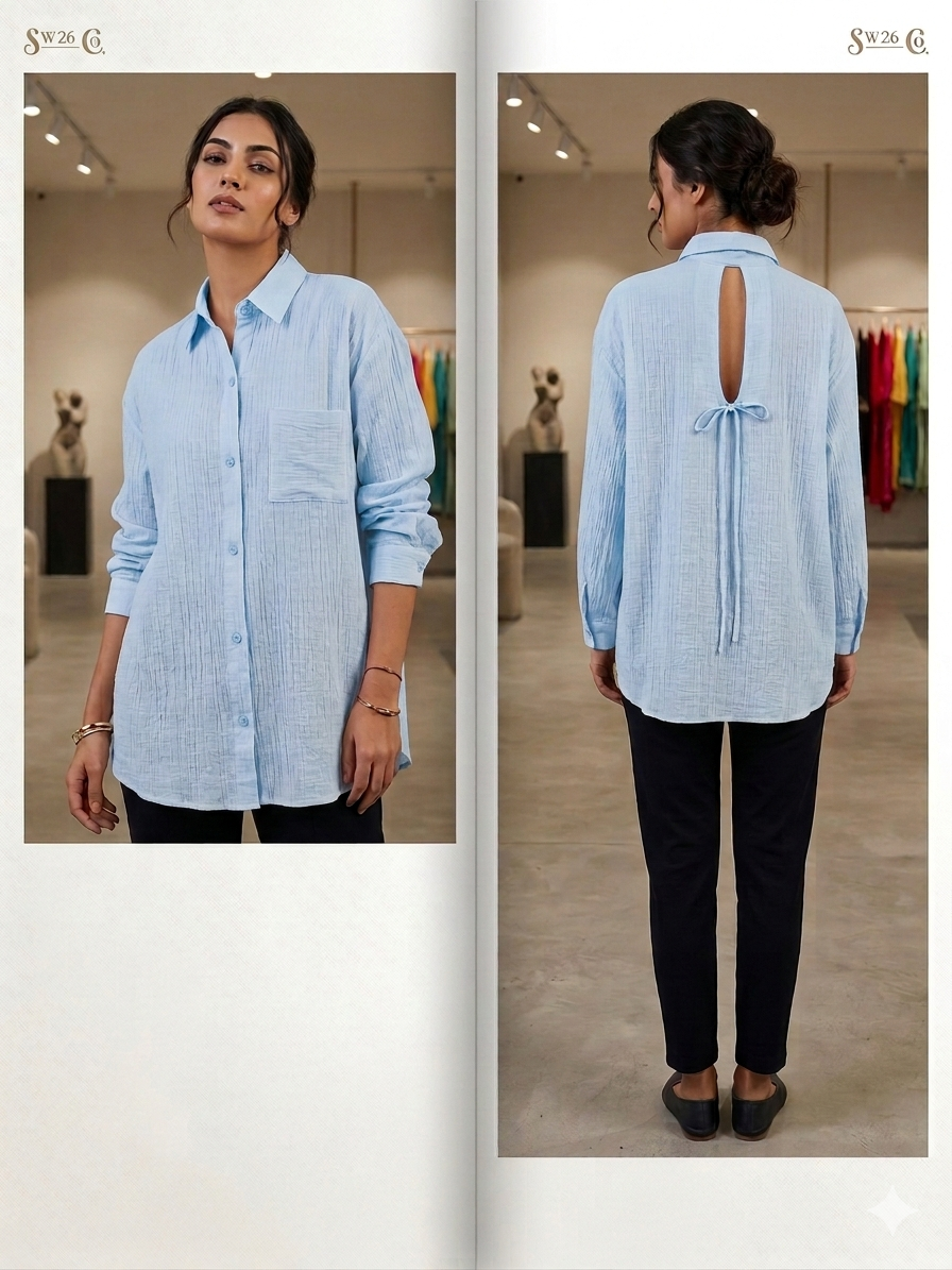 Luna Tie-Back Crinkle Shirt