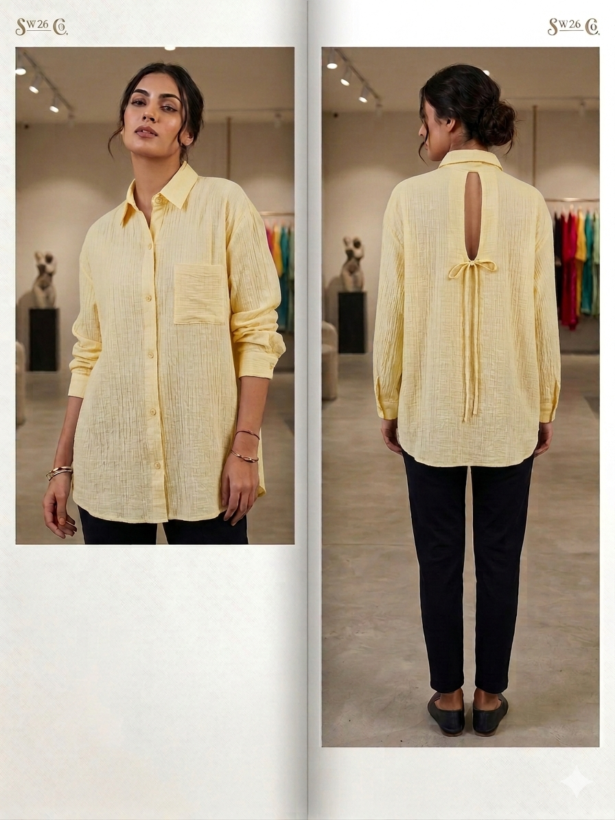 Luna Tie-Back Crinkle Shirt