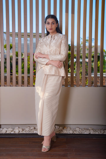 Jacquard Jacket with Pleated Skirt