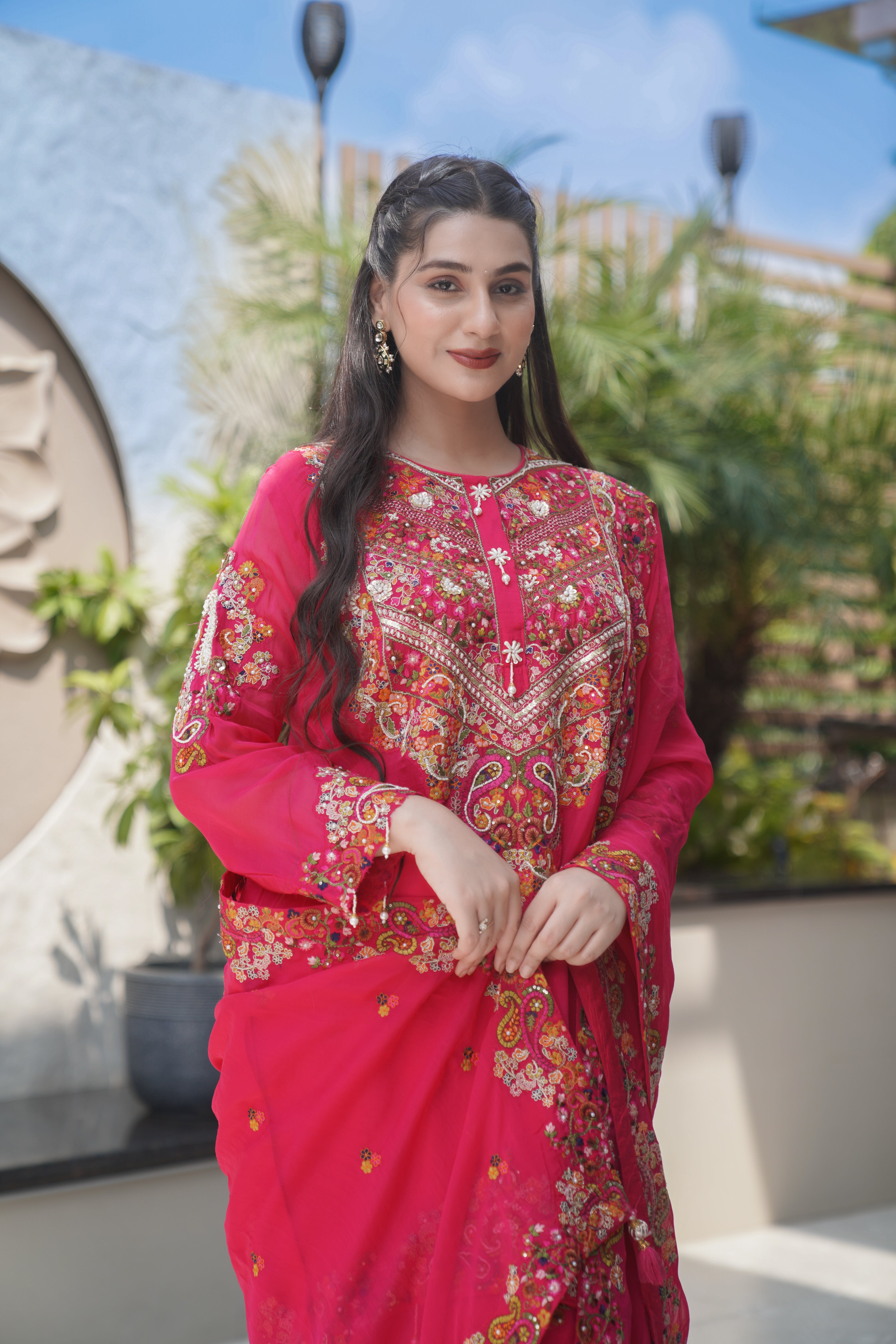 Embroidered Farshi Salwar Set | Available in 2 colors