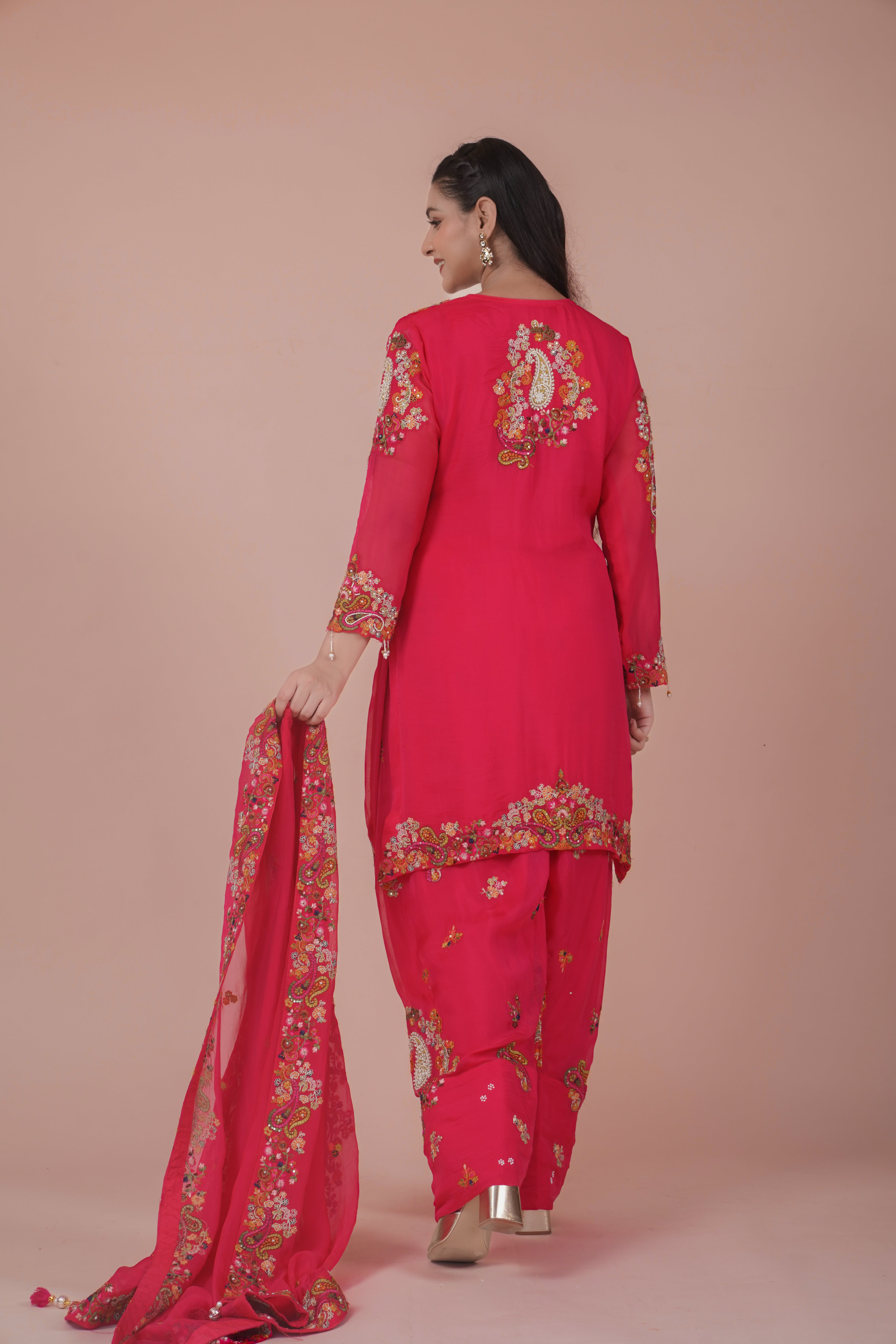 Embroidered Farshi Salwar Set | Available in 2 colors