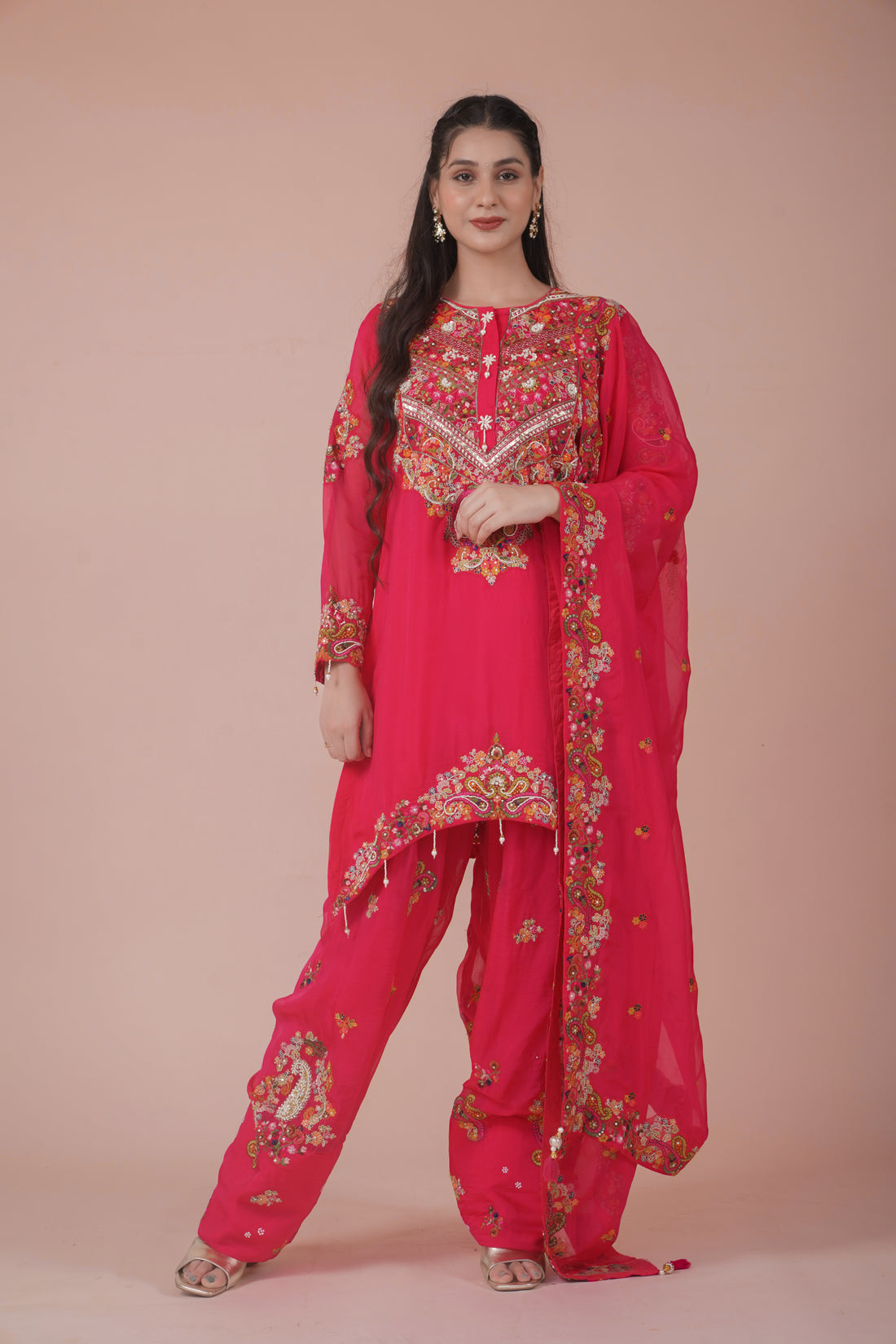 Embroidered Farshi Salwar Set | Available in 2 colors