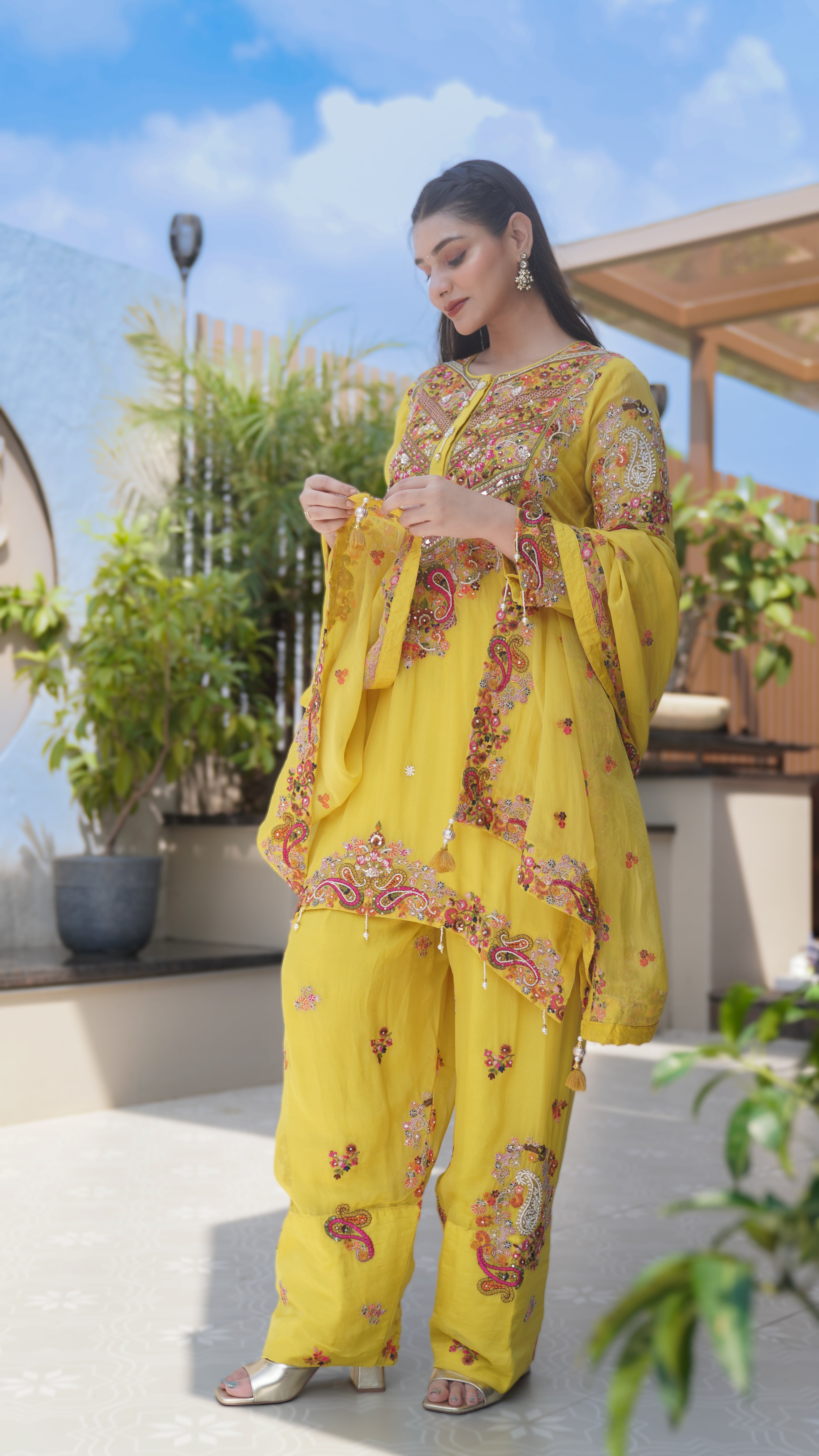 Embroidered Farshi Salwar Set | Available in 2 colors