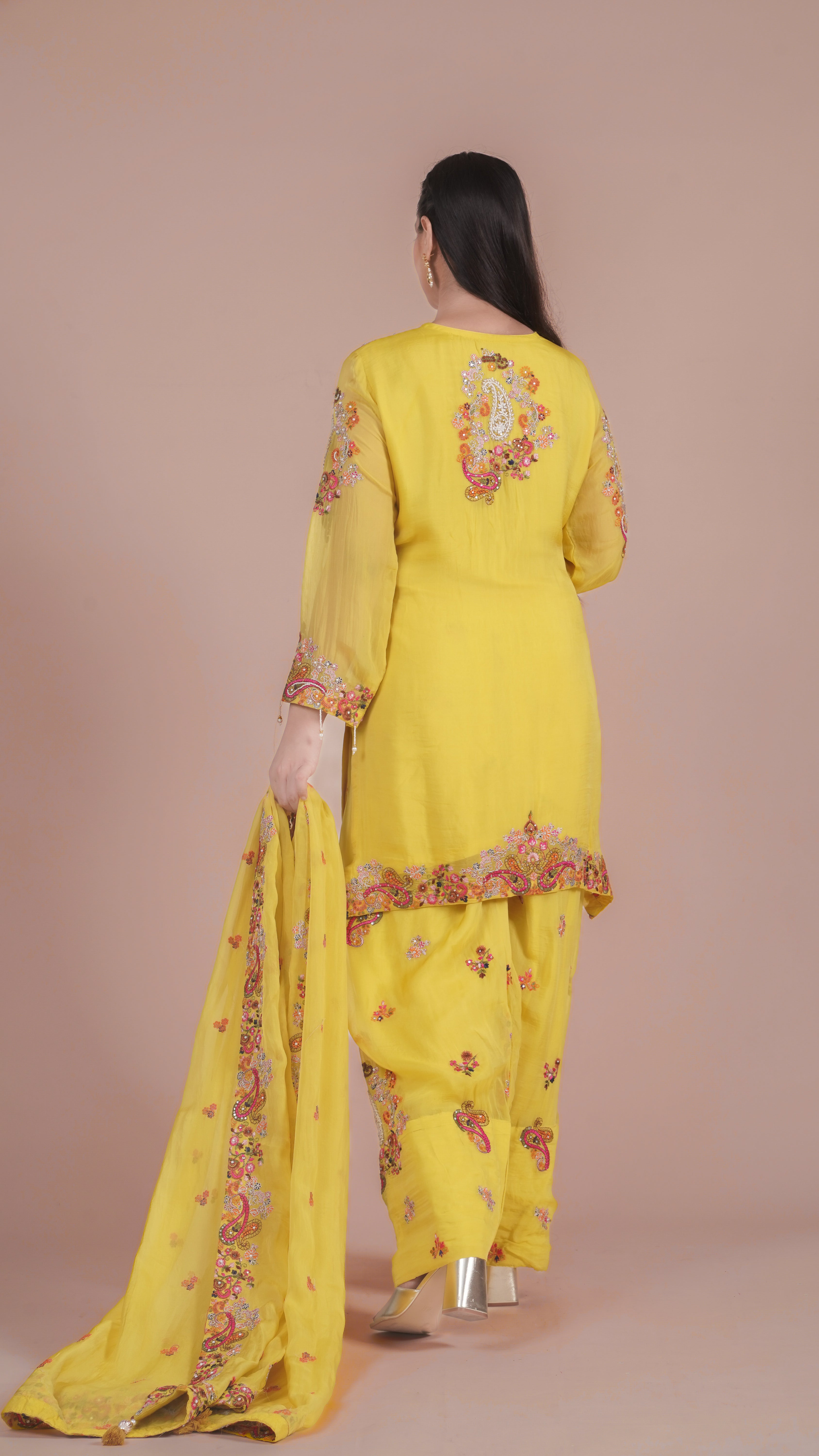 Embroidered Farshi Salwar Set | Available in 2 colors