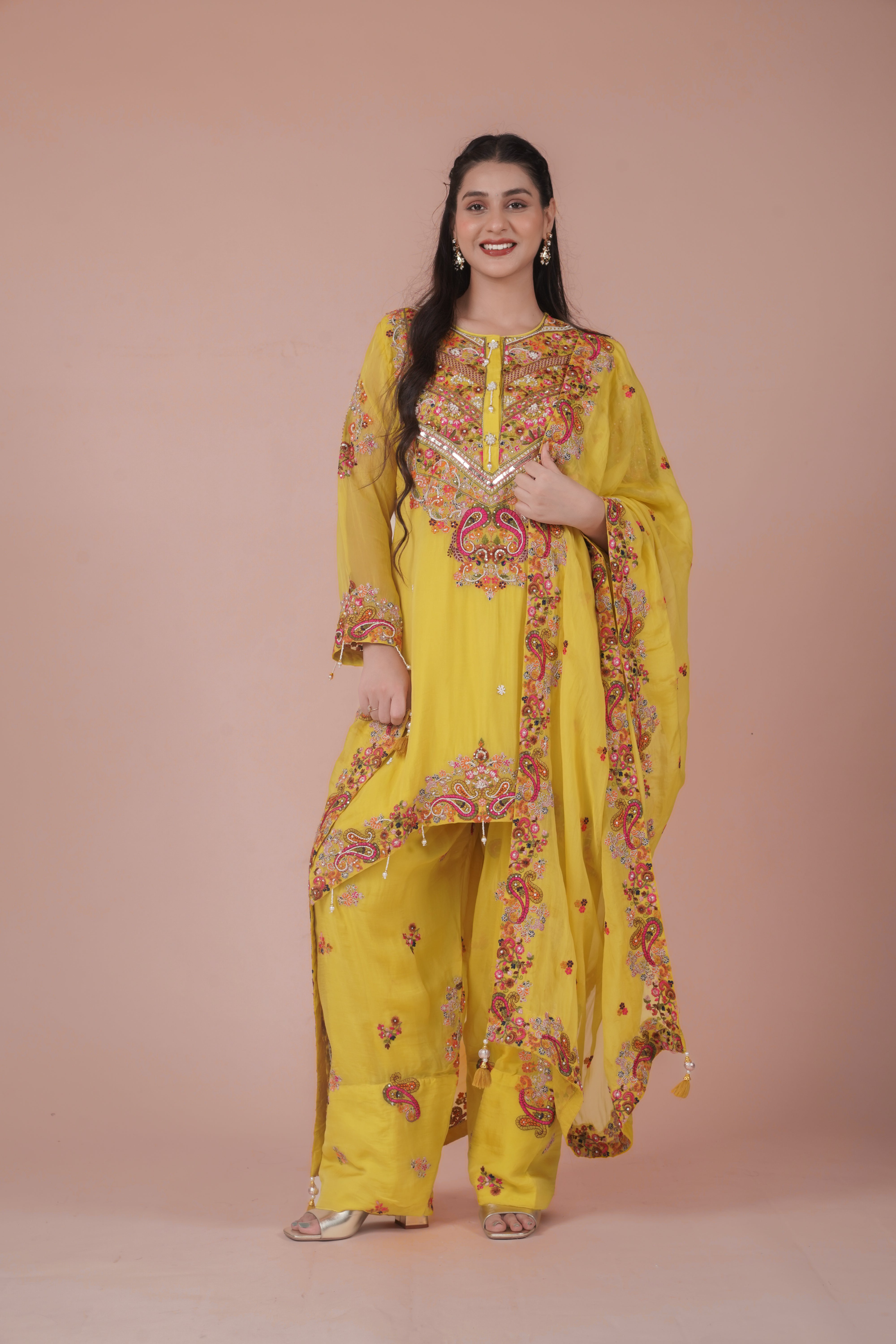 Embroidered Farshi Salwar Set | Available in 2 colors