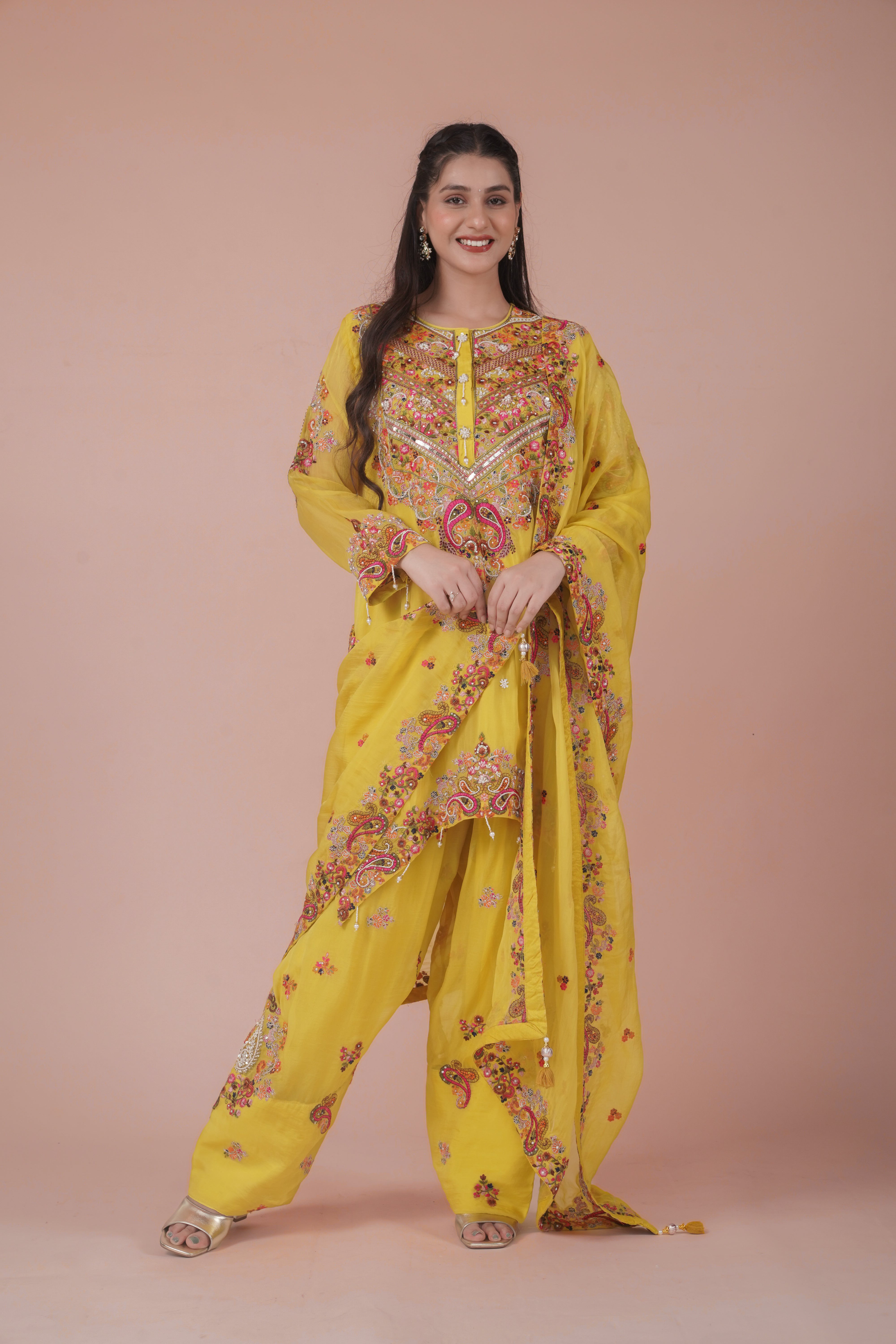Embroidered Farshi Salwar Set | Available in 2 colors