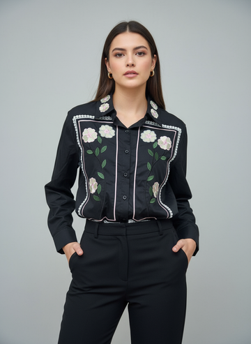 Peony Embroidered Shirt