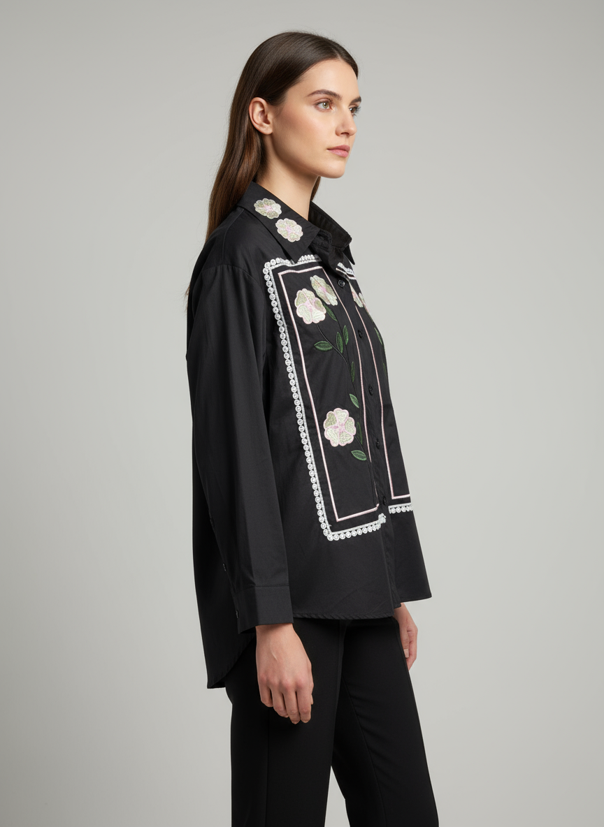 Peony Embroidered Shirt