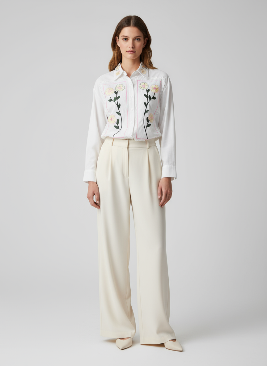 Peony Embroidered Shirt