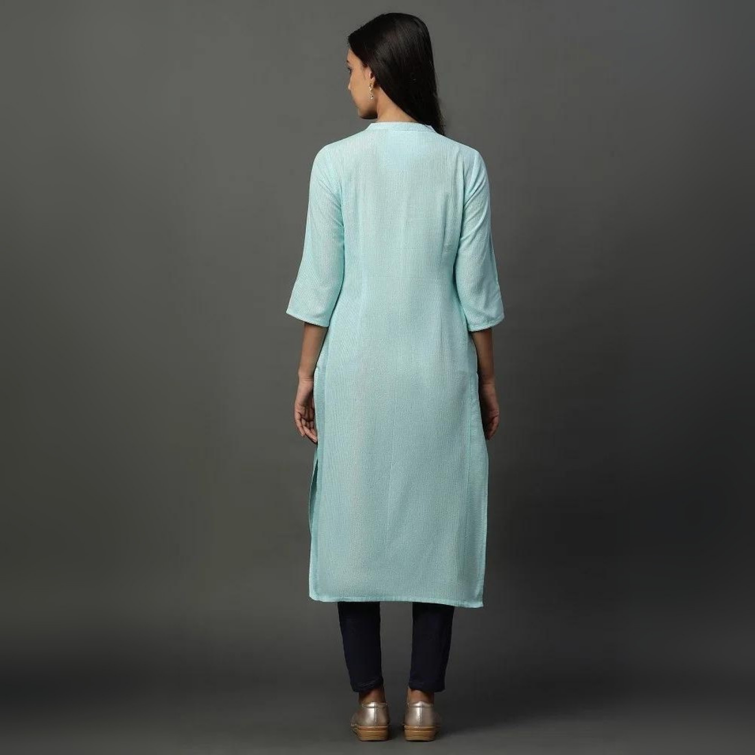 Women’s Striped Straight Kurta with No Darts – Classic and Comfortable Fit | KS-44