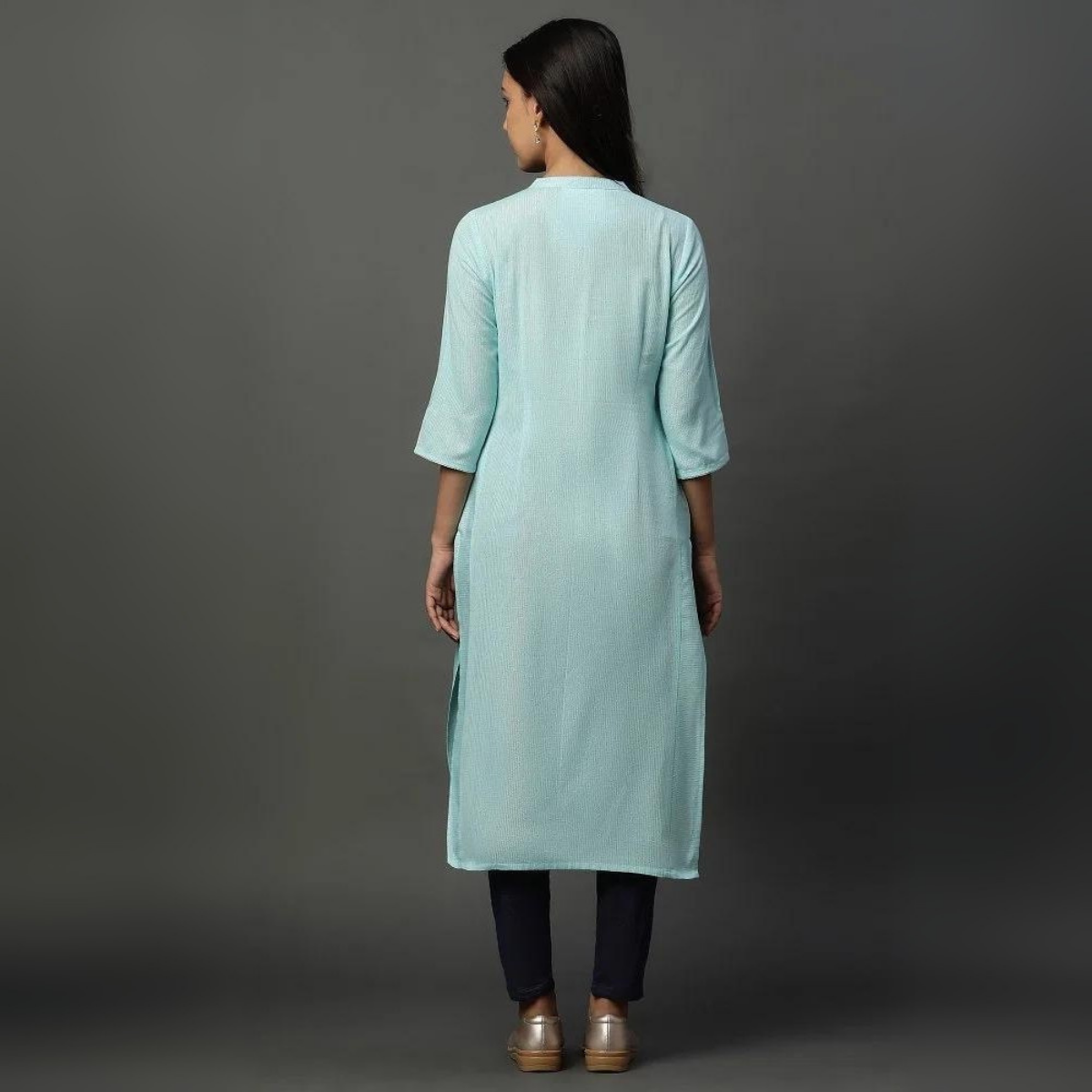 Women’s Striped Straight Kurta with No Darts – Classic and Comfortable Fit | KS-44