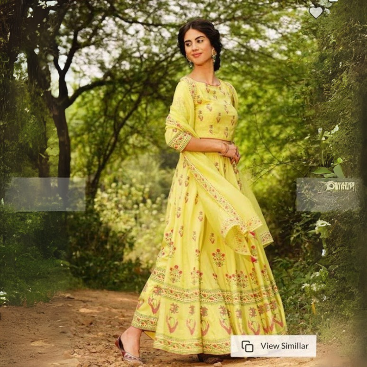 Yellow Floral Printed Lehenga Choli with Dupatta – Elegant Indian Ethnic Wear for Weddings & Festive Occasions | LS-02