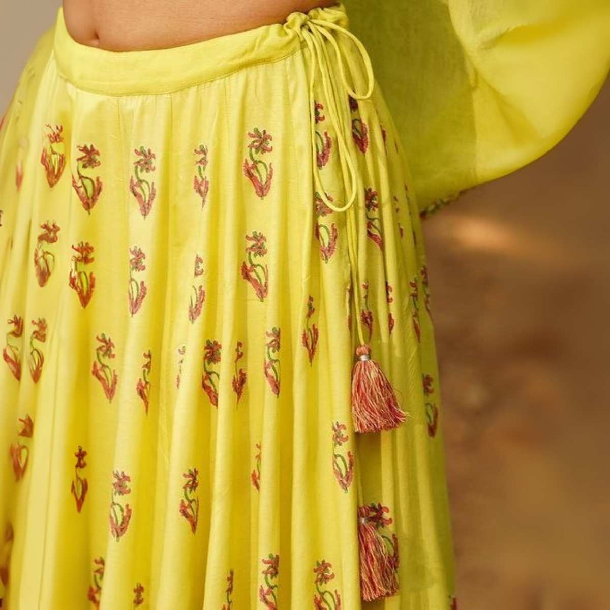 Yellow Floral Printed Lehenga Choli with Dupatta – Elegant Indian Ethnic Wear for Weddings & Festive Occasions | LS-02