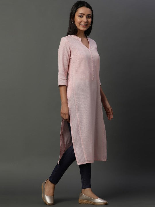 Women’s Cotton Straight Kurta with Striped Pattern - Comfortable Ethnic Wear | KS-47