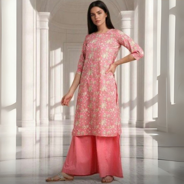 Floral Print Straight Kurta & Palazzo |KS-73