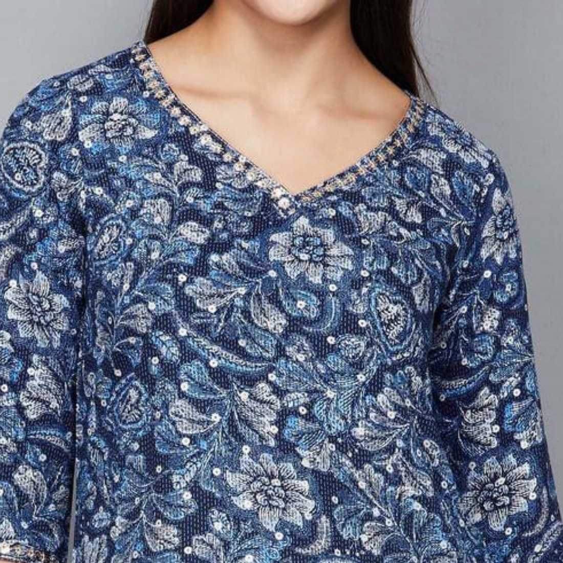 Women’s Floral Print Cotton Straight Kurta Set – Comfortable & Stylish | KS-43