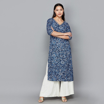 Women’s Floral Print Cotton Straight Kurta Set – Comfortable & Stylish | KS-43