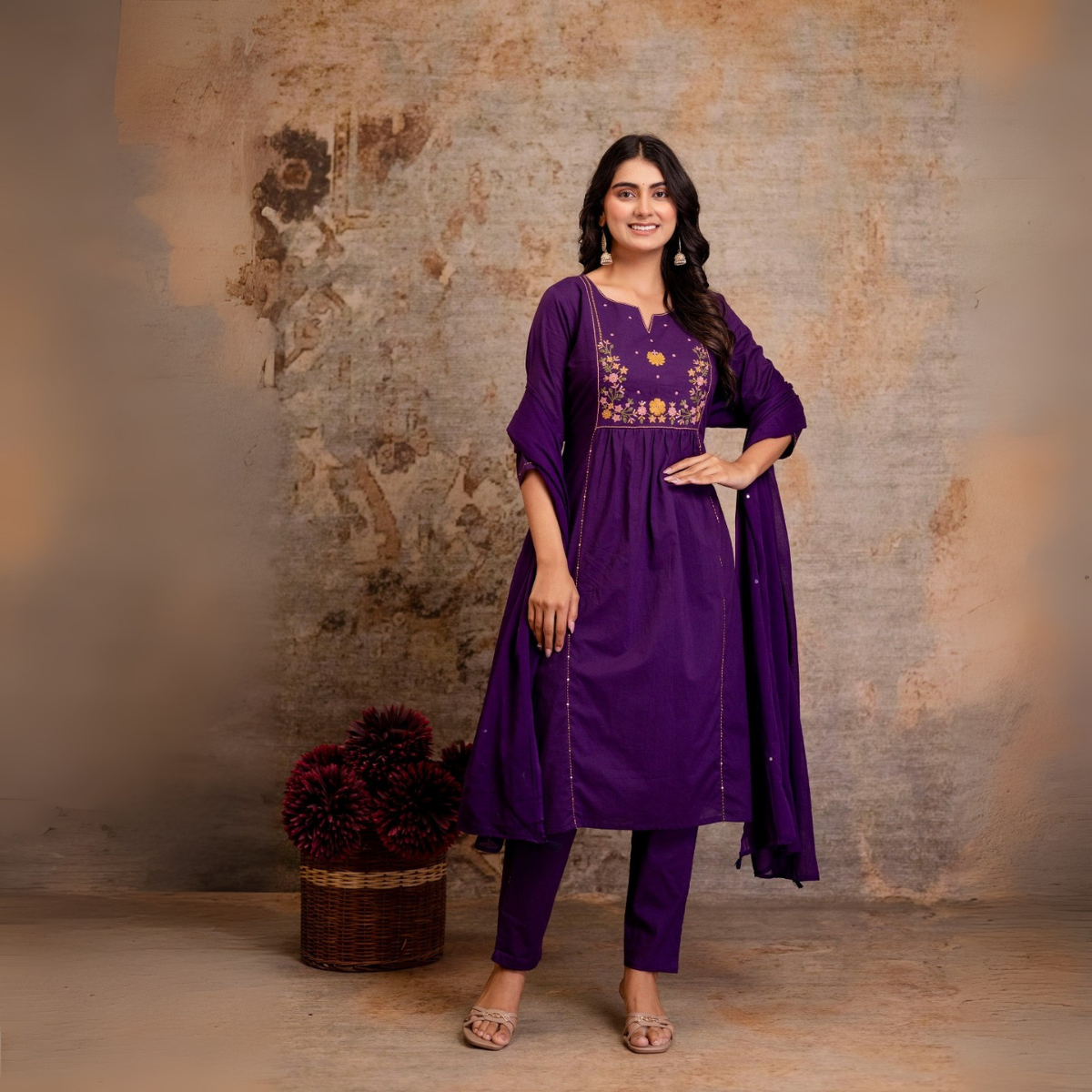 Women Floral Straight Kurta Set | KS-17