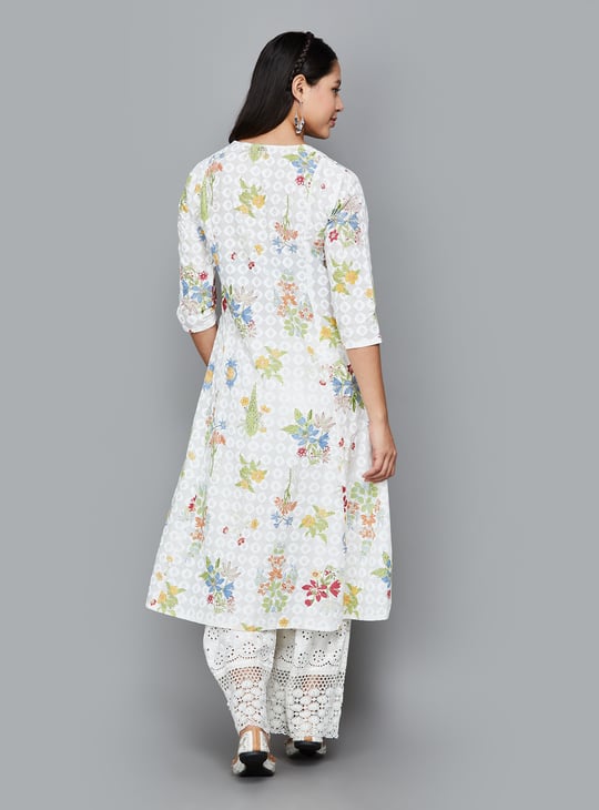 Casual & Chic Women’s Printed A-Line Kurta with Unique Neckline | KS-46