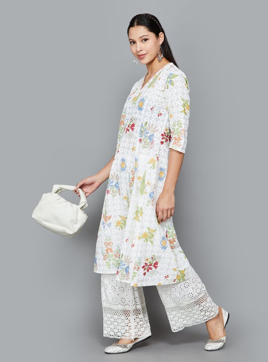 Casual & Chic Women’s Printed A-Line Kurta with Unique Neckline | KS-46