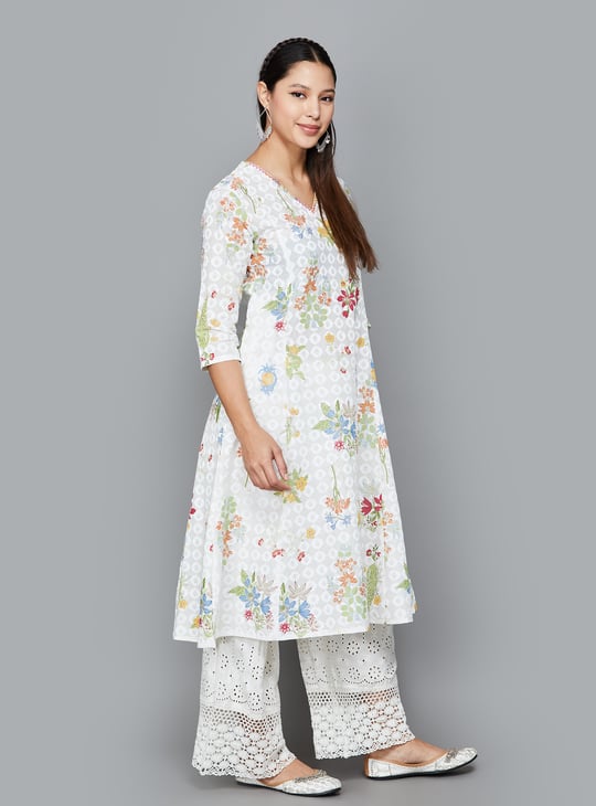 Casual & Chic Women’s Printed A-Line Kurta with Unique Neckline | KS-46