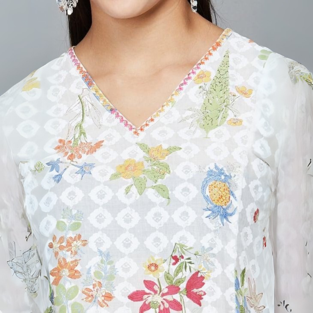 Casual & Chic Women’s Printed A-Line Kurta with Unique Neckline | KS-46
