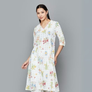 Casual & Chic Women’s Printed A-Line Kurta with Unique Neckline | KS-46